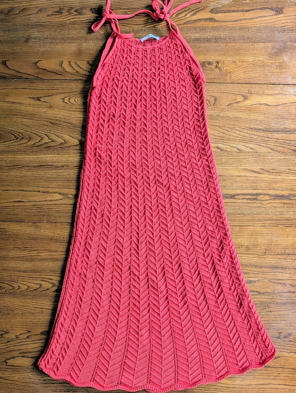 MNG (Mango) Coral Crochet Knit Maxi Dress/Cover-Up Resort Style Vacation Ready